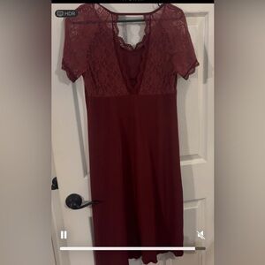 Elegant Burgundy Lace Dress